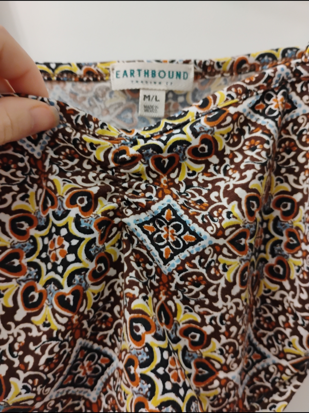 EARTHBOUND Brown Multi-Patterned Spaghetti Strap Crop Cami - Picture 2 of 4